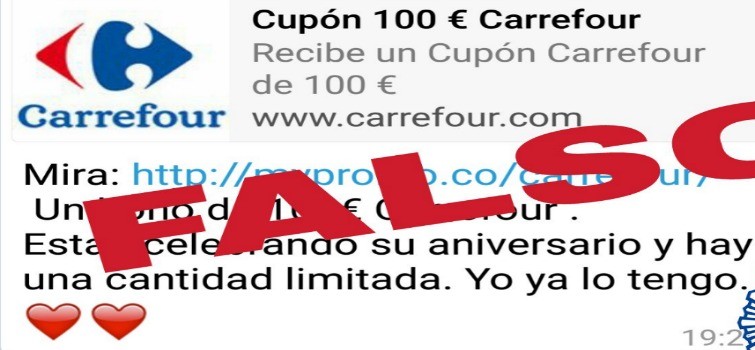Suplantan a Carrefour en Whatssap para robarte tus datos