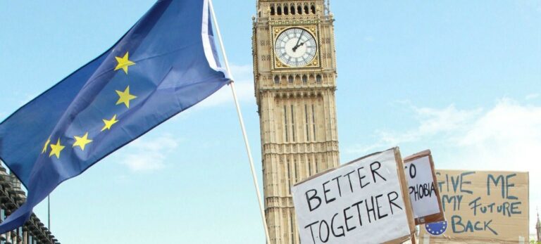Pancartas en Londres a favor de quedarse en la Unión Europea
