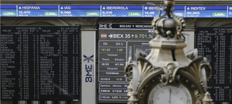 Pantallas de la bolsa de Madrid