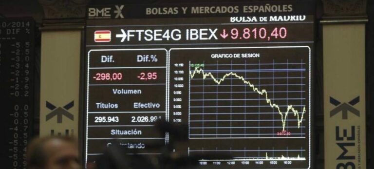 El Ibex 35 durante una jornada con caídas