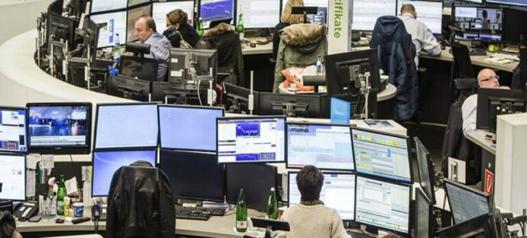 Operadores de mercado en la Bolsa de Frankfurt