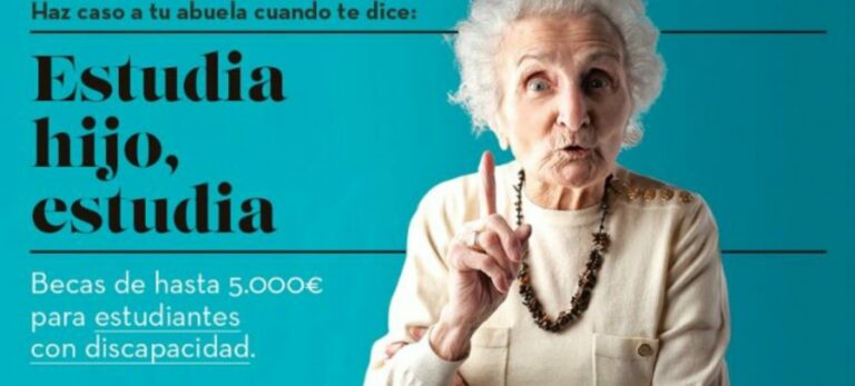Cartel sobre la primera convocatoria de becas a estudiantes con discapacidad de Fundación Adecco.