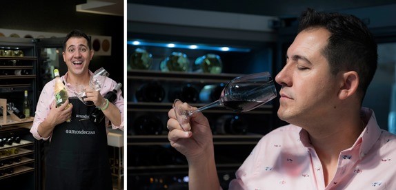 Pedro Caballero enseña a servir el vino en casa por Navidad. Cata-demostración en Miele con Finca Constancia y Negrini