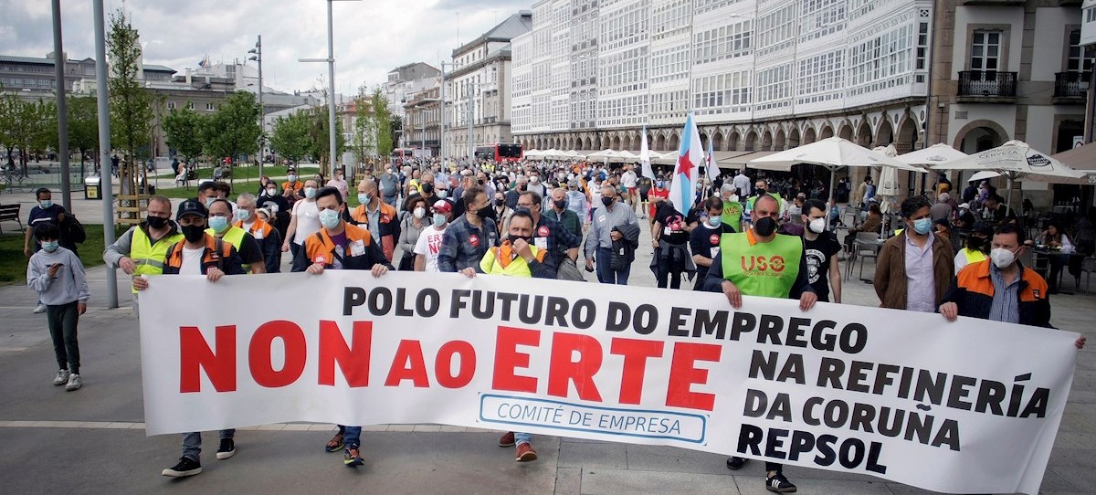 Protestas en La Coruña por el ‘injusto’ ERTE de Repsol
